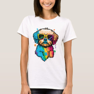 Camiseta Cachorro Bonito Com Camisa-T De Óculos