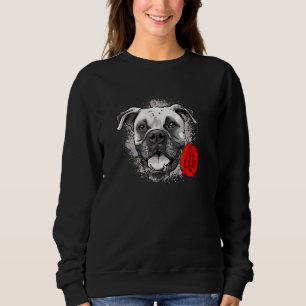 Camiseta Cachorro bonito com Rosa boxer mãe Pai mulher