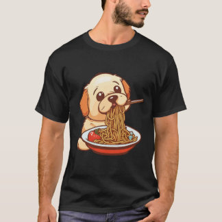 Camiseta Cachorro Bonito Comendo Espaguete