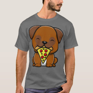 Camiseta Cachorro Bonito Comendo Pizza Engraçada Foodie Tei