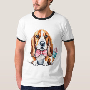 Camiseta Cachorro bonito comendo sorvete