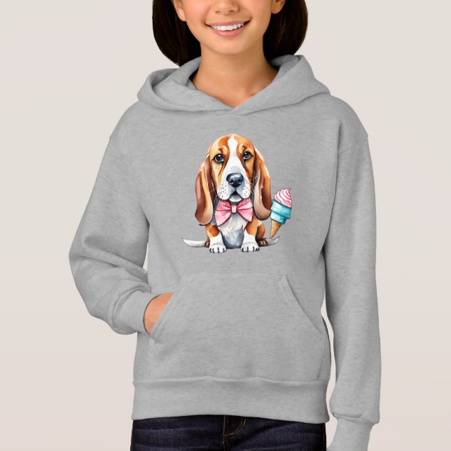Camiseta Cachorro bonito comendo sorvete (Frente)