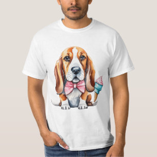 Camiseta Cachorro bonito comendo sorvete