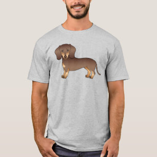 Camiseta Cachorro Bonito Dachshund de Pelo Liso Chocolate e