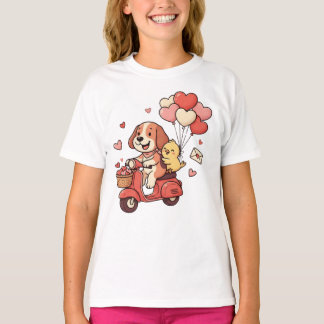 Camiseta Cachorro Bonito de Scooter no Dia dos Namorados co