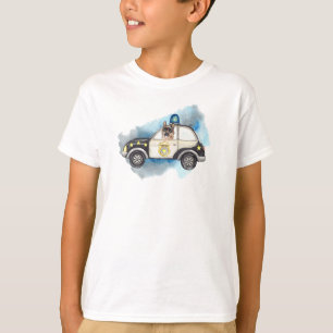 Camiseta Cachorro bonito K-9 pilotando um carro de polícia