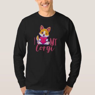 Camiseta Cachorro Bonito Mãe Eu Amo Meu Corgi Pet Puppy Dog