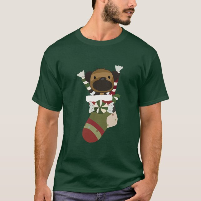 Camiseta Cachorro Bonito na Parada de Natal (Frente)