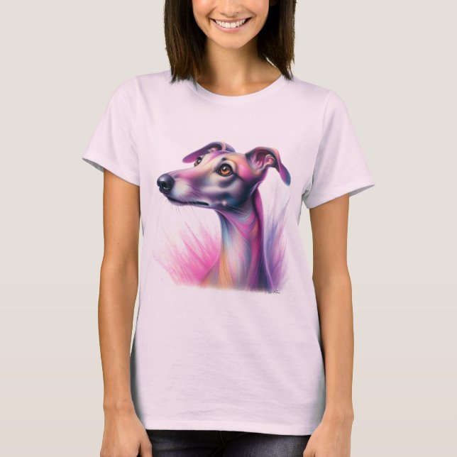 Camiseta Cachorro bonito Pastel Greyhound (Frente)