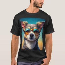 Camiseta Cachorro bonito vestindo óculos de sol