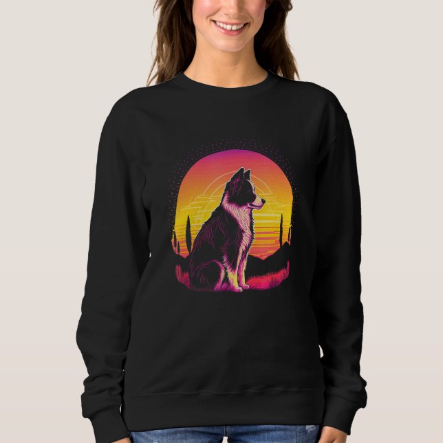 Camiseta Cachorro Border Collie com estética retrô (Frente)