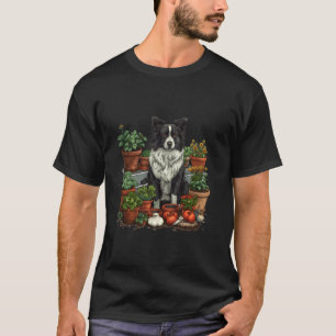 Camiseta Cachorro Border Collie Fofo Cultivando Flor Legume