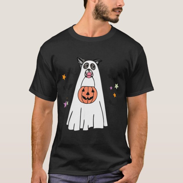 Camiseta Cachorro Border Collie Preto E Branco Boo Hallowee (Frente)
