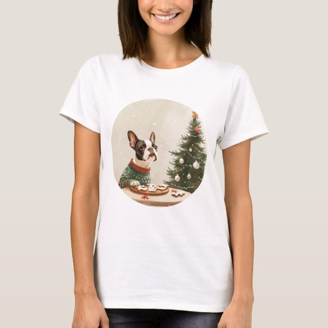 Camiseta Cachorro Boston Terrier Natal (Frente)
