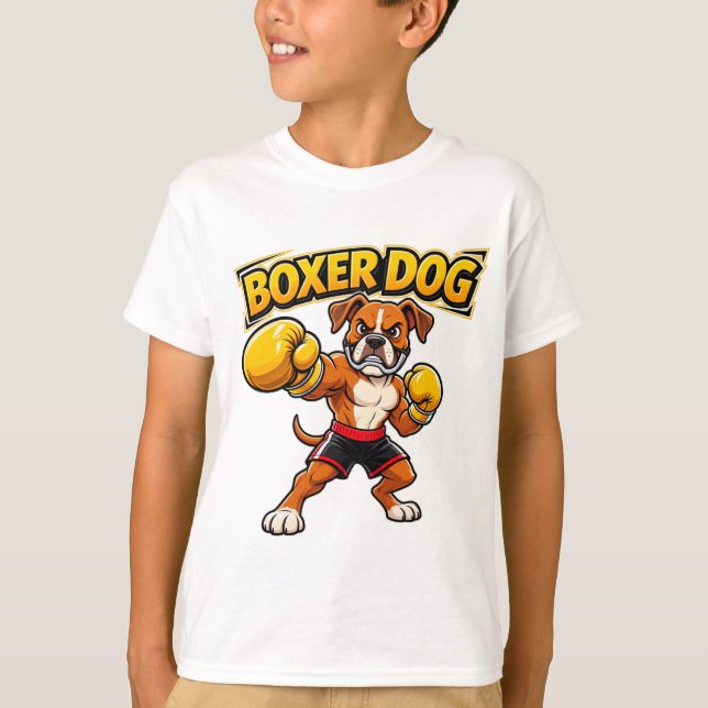 Camiseta Cachorro Boxeador Engraçado (Design Original)  (Frente)