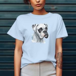 Camiseta Cachorro Boxer Branco Doce em Aquarela: Elegante