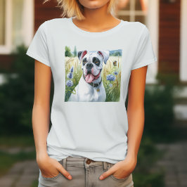 Camiseta Cachorro Boxer Branco & Flores
