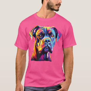 Camiseta Cachorro Boxer Colorido de Aquarela
