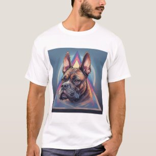 Camiseta Cachorro Boxer com Fundo Geométrico