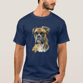 Camiseta Cachorro Boxer de Aquarela