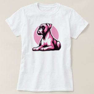 Camiseta Cachorro Boxer em Rosa