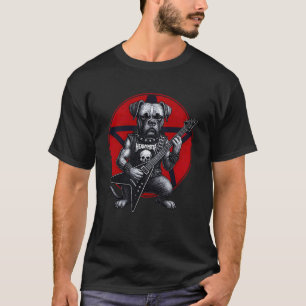 Camiseta Cachorro Boxer Metal Pesado Guitarra Rock Amante d
