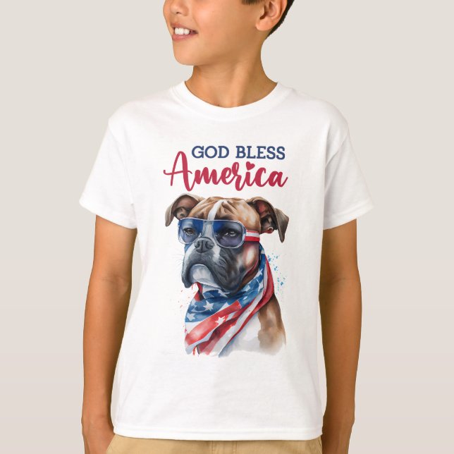 Camiseta Cachorro-Boxer Patriótico (Frente)