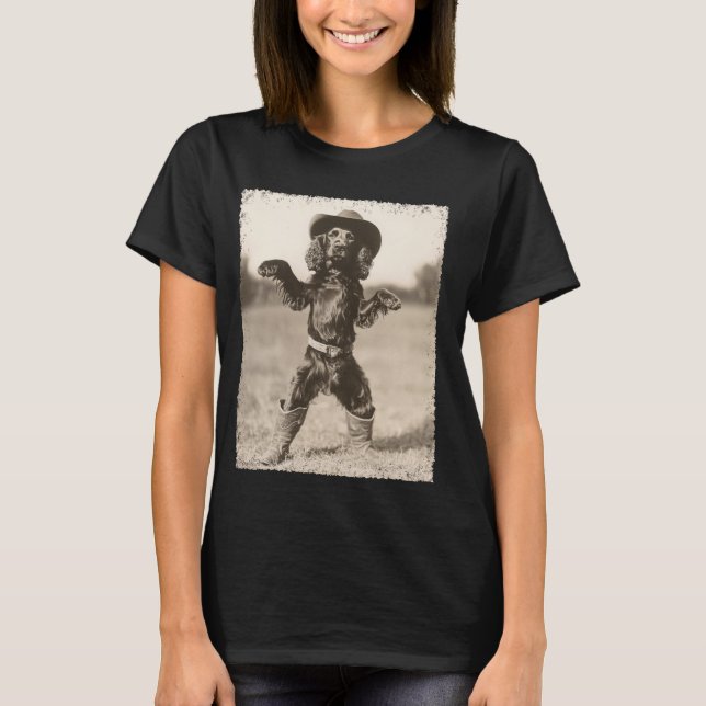 Camiseta Cachorro Boykin Spaniel Cowboy Engraçado (Frente)