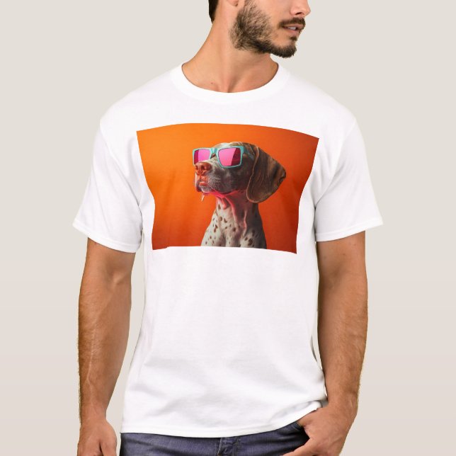 Camiseta Cachorro Bracco italiano fixe com óculos de sol (Frente)