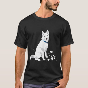 Camiseta Cachorro Branco Bonito Siberiano Pregado Branco Ne