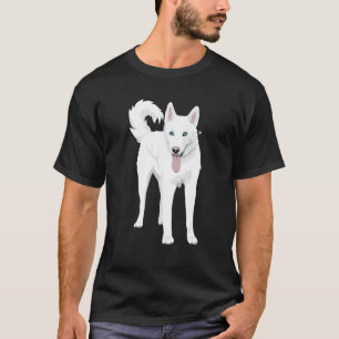 Camiseta Cachorro Branco Branco Bonito Siberiano