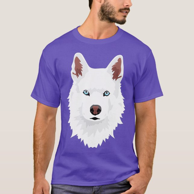 Camiseta Cachorro branco branco branco de neve siberiano (Frente)