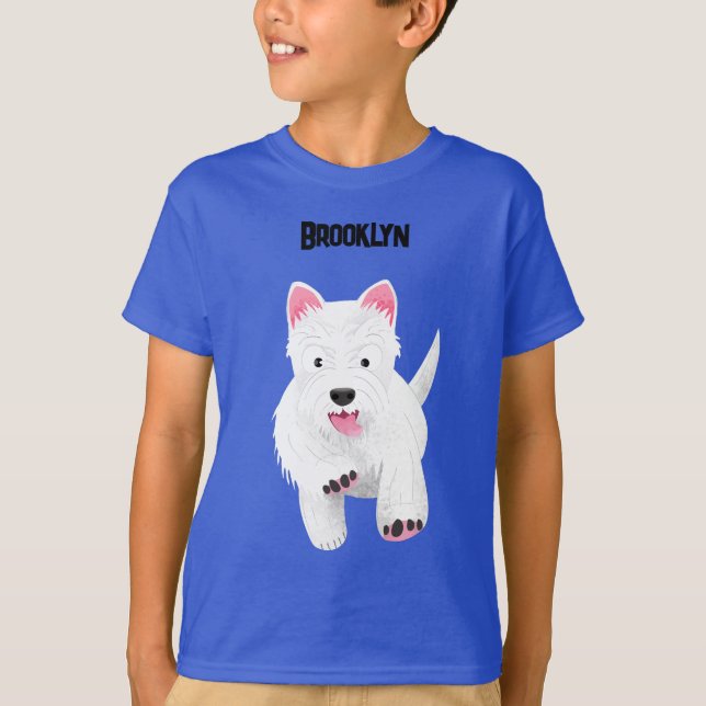 Camiseta Cachorro branco-branco da rodovia oeste terrivel (Frente)