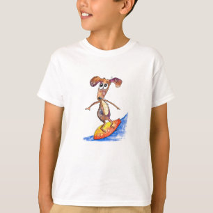 Camiseta Cachorro branco na prancha