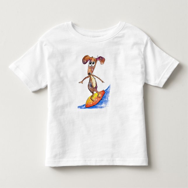 Camiseta Cachorro branco na prancha (Frente)