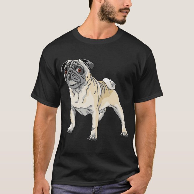 Camiseta cachorro bravo pug castanho raça (Frente)