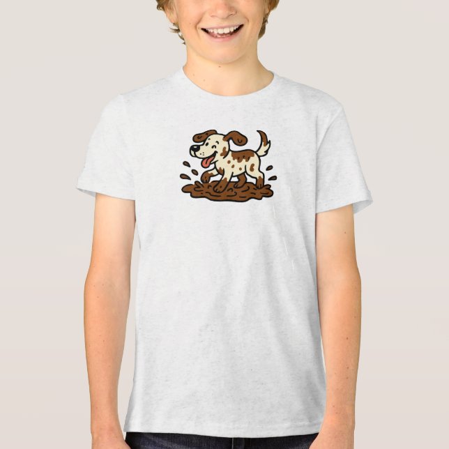 Camiseta Cachorro Brincando na Lama (Frente)