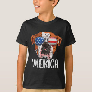 Camiseta Cachorro Britânico Inglês Cachorro 4 De Julho Amer