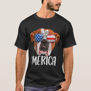 Camiseta Cachorro Britânico Inglês Cachorro 4 De Julho Amer