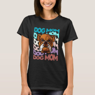 Camiseta Cachorro Buldogue Mãe Retro Cachorro Vintage Mama