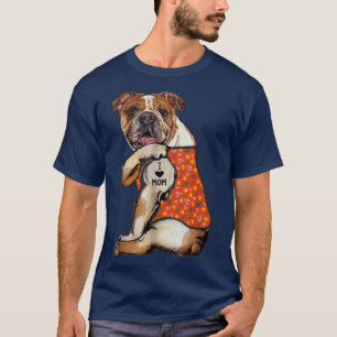 Camiseta Cachorro Buldogue Tatuagem Eu Amo Avó Flor Mães D