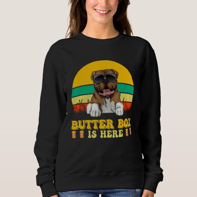 Camiseta Cachorro bulldog americano Caixa de Manteiga Está  (Frente)