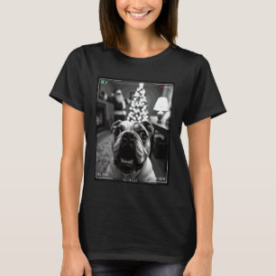 Camiseta Cachorro Bulldog Americano Pega Papai Noel Na Câme