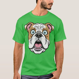 Camiseta Cachorro Bulldog Britânico Engraçado Expressão Fac