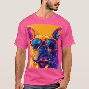 Camiseta Cachorro bulldog francês fixe com óculos de sol