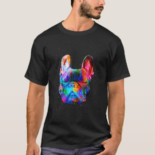Camiseta Cachorro Bulldog Francês Geométrico Cor Splash Pop