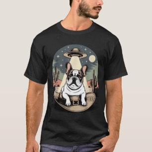 Camiseta Cachorro Bulldog Francês Vintage OVNI Western
