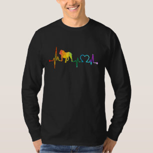 Camiseta Cachorro Bulldog Inglês Batimento Cardíaco Aquarel