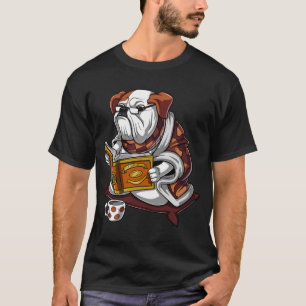 Camiseta Cachorro Bulldog Inglês Lendo Livro
