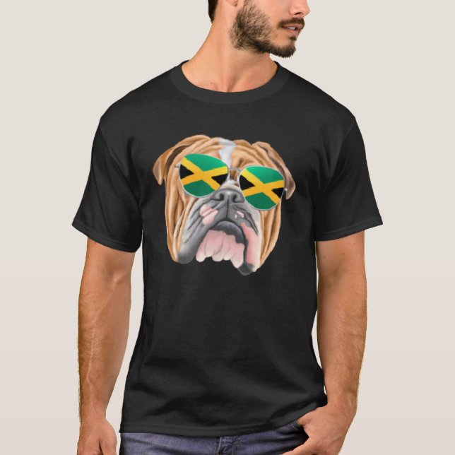 Camiseta Cachorro-Bulldog Jamaicano Flag (Frente)